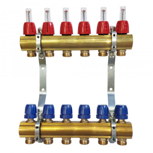 Коллектор для теплого пола латунный Capricorn Optimum 1 на 6 выходов Коллектор для теплого пола латунный Capricorn Optimum 1 на 6 выходов