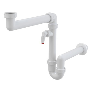 Сифон для мойки экономящий пространство Alcaplast A872P со штуцером и с накидной гайкой 6/4"