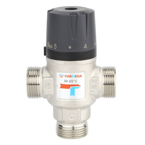 Термостатический смесительный клапан 1"НР Varmega VM17403 (30-65°С) смешение в бок