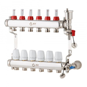 Коллекторная группа для теплого пола с расходомерами на 9 выходов в сборе