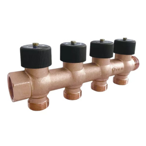 Коллектор водоразборный с регулировочными вентилями 3/4" x 4 выхода, VIEIR