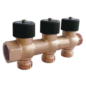 Коллектор водоразборный с регулировочными вентилями 3/4" x 3 выхода, VIEIR
