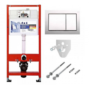 Инсталляция для унитаза TECE Base kit, комплект 4 в 1 с глянцевой хромированной кнопкой арт. 9.400.006 Инсталляция для унитаза TECE Base kit, комплект 4 в 1 с глянцевой хромированной кнопкой арт. 9.400.006