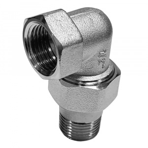 Американка угловая трёхсоставная 1/2" ВР хромированная с PTFE уплотнением, FAR