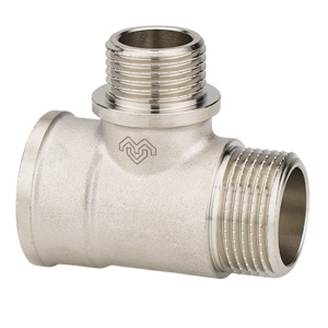 Тройник 3/4"НР х 1/2"НР х 3/4"ВР никелированный VARMEGA