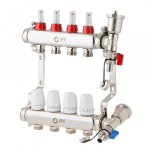 Коллекторная группа для теплого пола на 4 выхода AV Engineering AVE136
