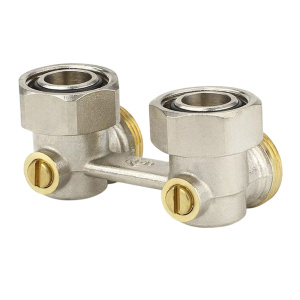 Узел нижнего подключения угловой для двухтрубных систем, 3/4"EK х 3/4"EK НР-ВР, Varmega