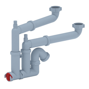 Сифон для мойки двойной 1 1/2" х 40 мм с отводом (без выпуска) АНИ Пласт