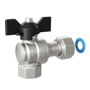 Кран шаровой угловой латунный LD Pride 1/2"с накидной гайкой, бабочка