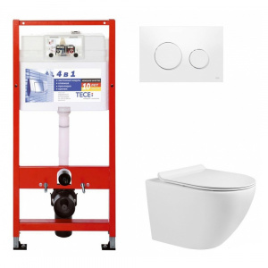 Инсталляция для унитаза TECE Base kit с унитазом и белой кнопкой TECEloop, арт. 94_S 801 Инсталляция для унитаза TECE Base kit с унитазом и белой кнопкой TECEloop, арт. 94_S 801