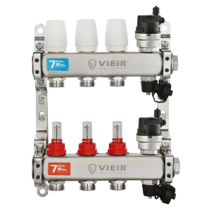 Коллектор из нержавеющей стали с расходомерами 1"x3/4" на 3 контура (без кранов) VIEIR