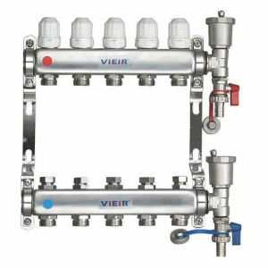 Коллекторная группа для отопления 1"x3/4" на 5 контуов (без расходомеров и кранов) VIEIR