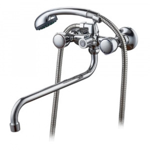 Смеситель двухвентильный для ванны Ledeme L2309 с длинным изливом, хром