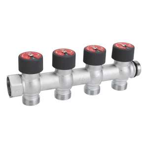Коллектор распределительный 3/4" х 3/4"ЕК, на 2 выхода, хром, VARMEGA