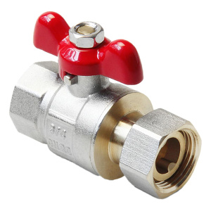 Кран шаровой 1/2" х 1/2" ВР с накидной гайкой (полнопроходной) под прокладку, PRO AQUA