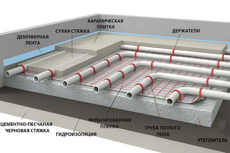 Схемы укладки водяного теплого пола: как выбрать раскладку, рассчитать контуры и смонтировать без ошибок