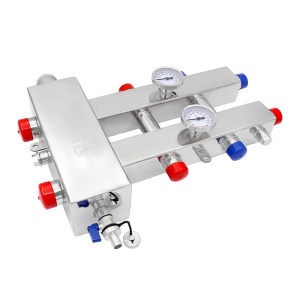 Гидравлический разделитель совмещенный с коллектором, 3 вых. квадратный (наржавеющая сталь) VIEIR