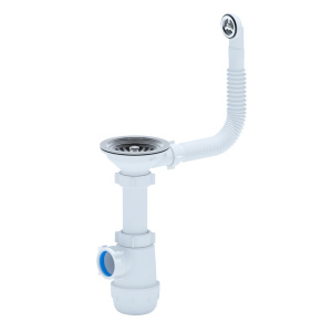 Сифон для мойки с круглым гибким переливом 3 1/2" х 40 мм Ани Грот А0142S