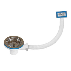 Выпуск для кухонной мойки из нержавеющей стали 3 1/2" с переливом, ОРИО