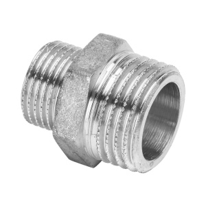 Ниппель переходной 1/2" х 3/8" латунный никелированный General Fittings