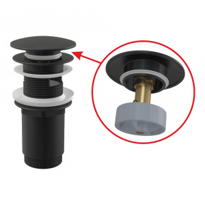 Донный клапан для умывальника CLICK-CLAK 1 1/4" с большой заглушкой A392BLACK черный Донный клапан для умывальника CLICK-CLAK 1 1/4" с большой заглушкой A392BLACK черный