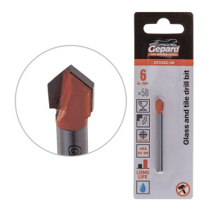 Сверло по плитке/стеклу 6 x 58 мм ц/х GEPARD