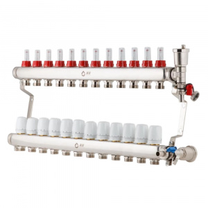 Коллекторная группа для теплого пола на 12 выходов AV Engineering AVE136