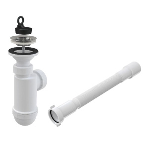 Сифон для умывальника с гибким соединением DN 40/50 Alcaplast A41+A770 с нержавеющей решеткой DN63