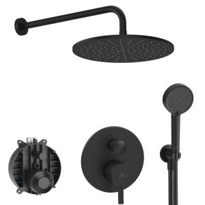 Душевая система скрытого монтажа Ideal Standard Ceraline Black 6 в 1, чёрный (верхний душ 300 мм)