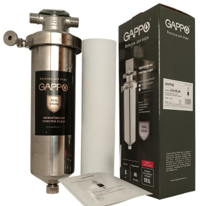 Фильтр магистральный SL10, 1/2" (нержавеющая сталь) с полипропиленовым картриджем, Gappo