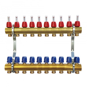 Коллектор для теплого пола латунный Capricorn Optimum 1 на 10 выходов Коллектор для теплого пола латунный Capricorn Optimum 1 на 10 выходов