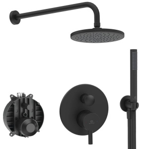 Душевая система скрытого монтажа Ideal Standard Ceraline Black 6в1, чёрный (лейка-стик, верхний душ 200 мм)