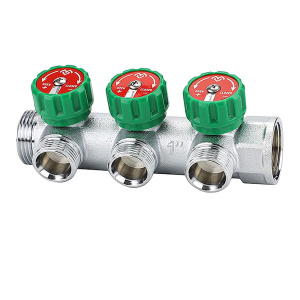 Коллектор распределительный 1" ВР/НР на 3 выхода 1/2" НР хромированный VARMEGA