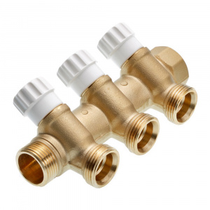 Коллектор универсальный с запорными вентилями 3/4'' х 3/4'' НР (Ek) 3 выхода