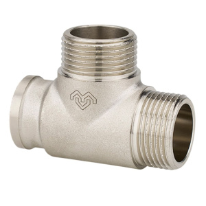 Тройник 3/4"НР х 3/4"НР х 1/2"ВР никелированный VARMEGA