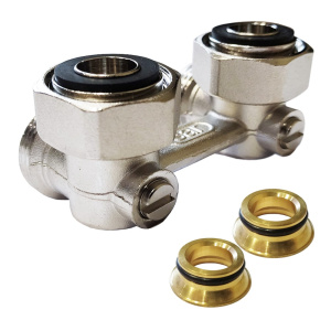 Узел угловой нижнего подключения для двухтрубной системы с конусной вставкой 3/4" COMAP