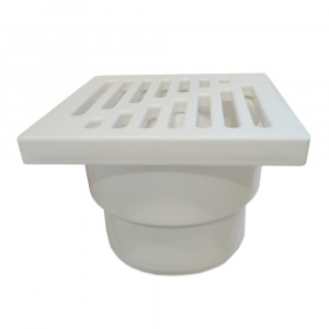 Трап для душа прямой c пластиковой решёткой 150х150 мм Good Work DN 110, белый