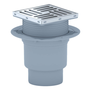 Трап для душа регулируемый вертикальный АНИПласт TQ1712 DN110 с "сухим" затвором и решеткой 150х150 из нержавеющей стали