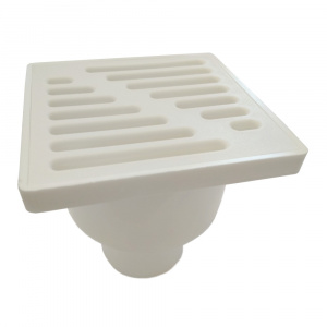 Трап для душа прямой c пластиковой решёткой 150х150 мм Good Work DN 50, белый