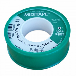 Тефлоновая фум-лента MIDITAPE 13,2 м х 12 мм х 0,1 мм, Unipak