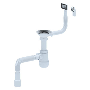 Сифон для мойки 3 1/2" х 40 мм с гибким переливом и гибкой трубой 40х40/50 мм АНИПласт Грот