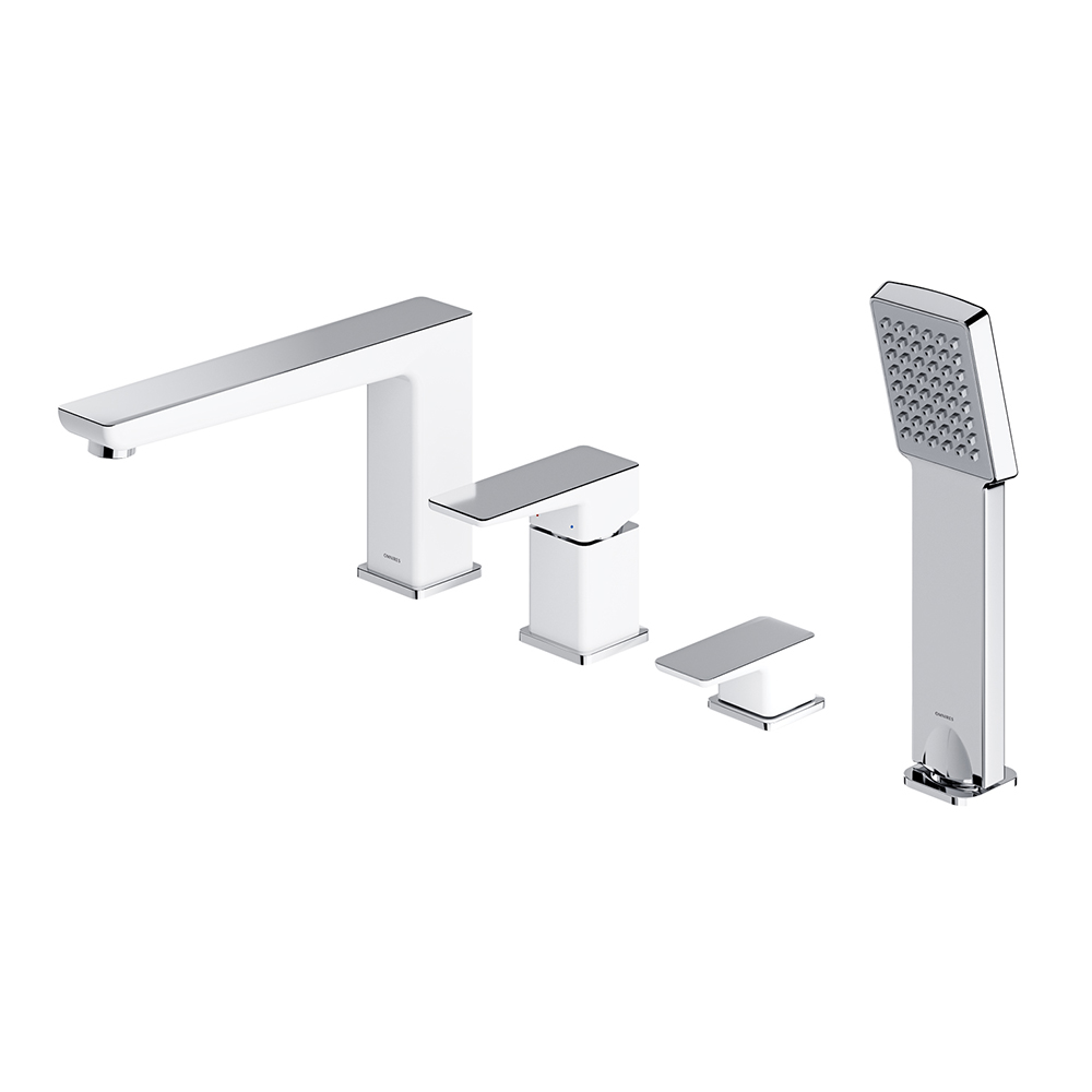 Смеситель на край ванны Omnires Parma BIA/CHR PM7432CRВ белый хром Смеситель на край ванны Omnires Parma BIA/CHR PM7432CRВ белый хром