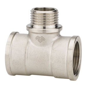 Тройник 3/4"ВР х 1/2"НР х 3/4"ВР никелированный VARMEGA
