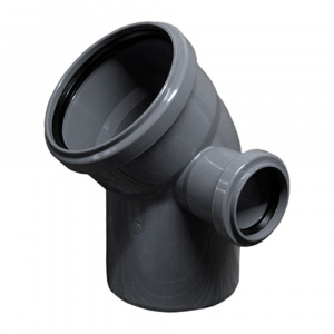 Угол канализационный ПП 110 х 50 мм 45° внутренний с отводом справа Ostendorf