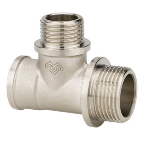 Тройник 3/4"НР х 1/2"НР х 1/2"ВР никелированный VARMEGA