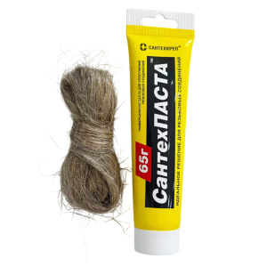 Набор Сантехпаста паста и лён для уплотнения резьбовых соединений 65 гр. + 14 гр., Сантехкреп