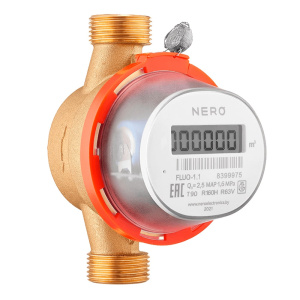 Счетчик горячей воды Nero Electronics FLUO-1.4 R25 DN15, крыльчатый с дистанционным съемом данных Счетчик горячей воды Nero Electronics FLUO-1.4 R25 DN15, крыльчатый с дистанционным съемом данных