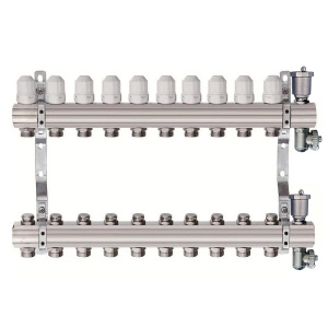 Коллектор для отопления без расходомеров на 10 выходов TIM