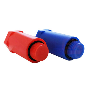 Пробки удлиненные ПП (полипропиленовые, 2шт) 1/2" НР синяя и красная VALFEX