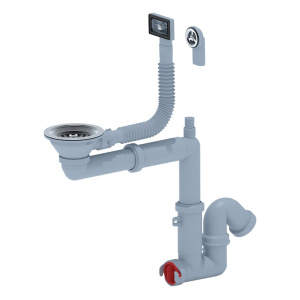 Сифон для мойки 3 1/2" х 40 мм смещенный с переливом и отводом АНИ Пласт